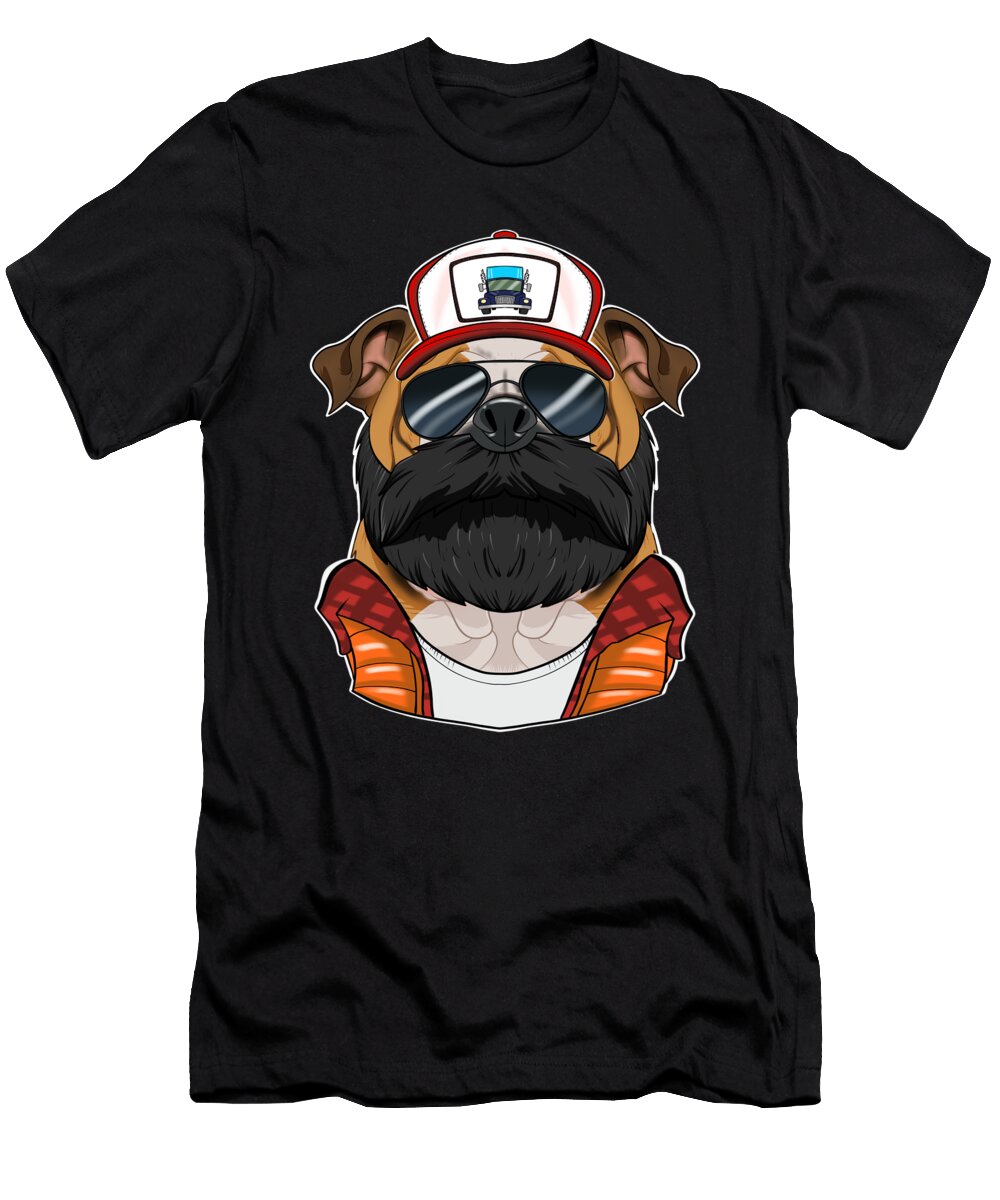 Trucker Dog I Truck Driver English Bulldog Maximus Designs T-Shirt