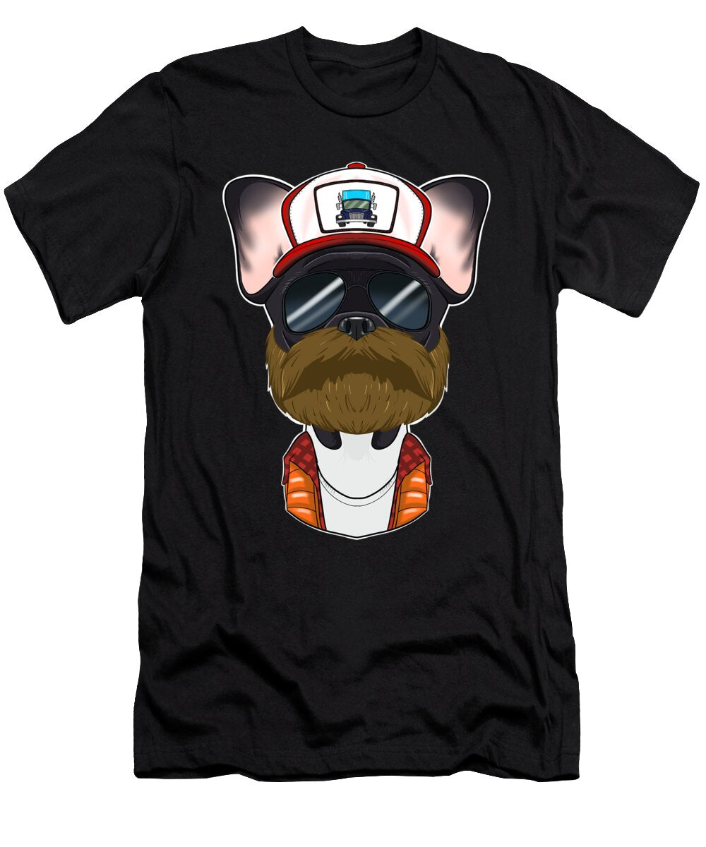 Trucker Dog I Truck Driver French Bulldog Maximus Designs T-Shirt