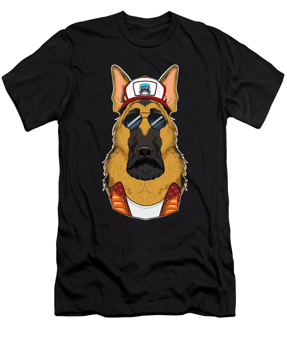Trucker Dog I Truck Driver German Shepherd Maximus Designs T-Shirt