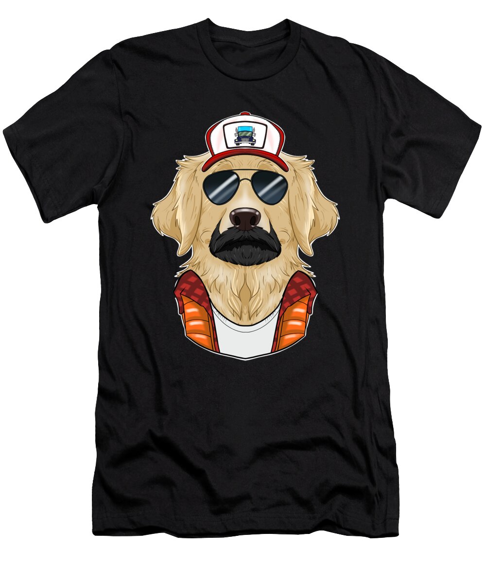 Trucker Dog I Truck Driver Golden Retriever Maximus Designs T-Shirt