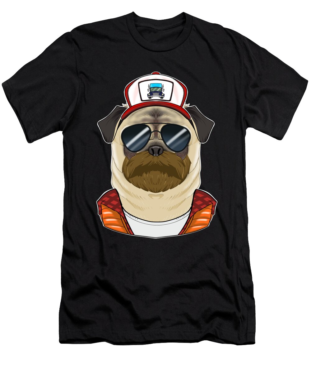 Trucker Dog I Truck Driver Pug Maximus Designs T-Shirt