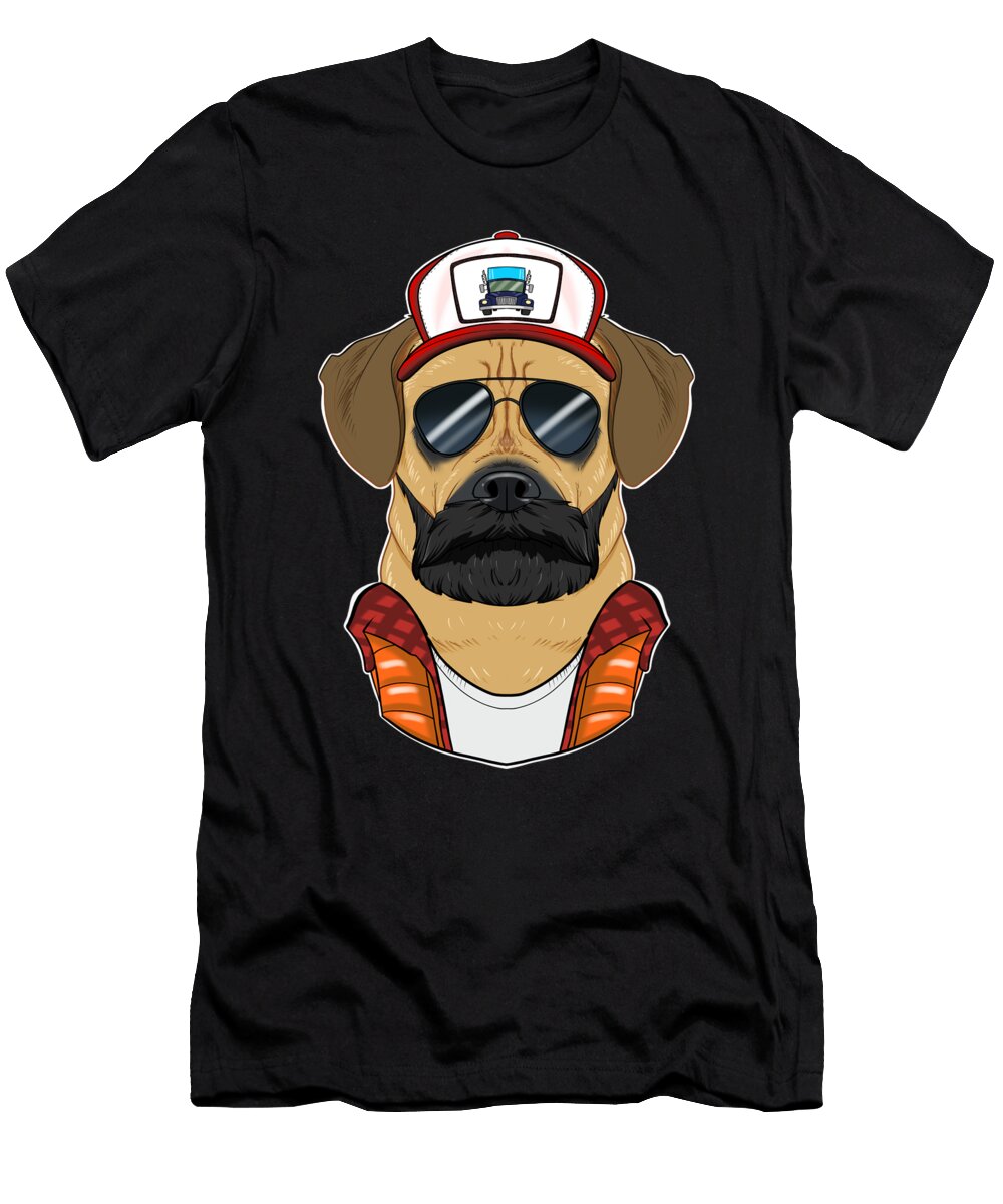 Trucker Dog I Truck Driver Puggle Maximus Designs T-Shirt