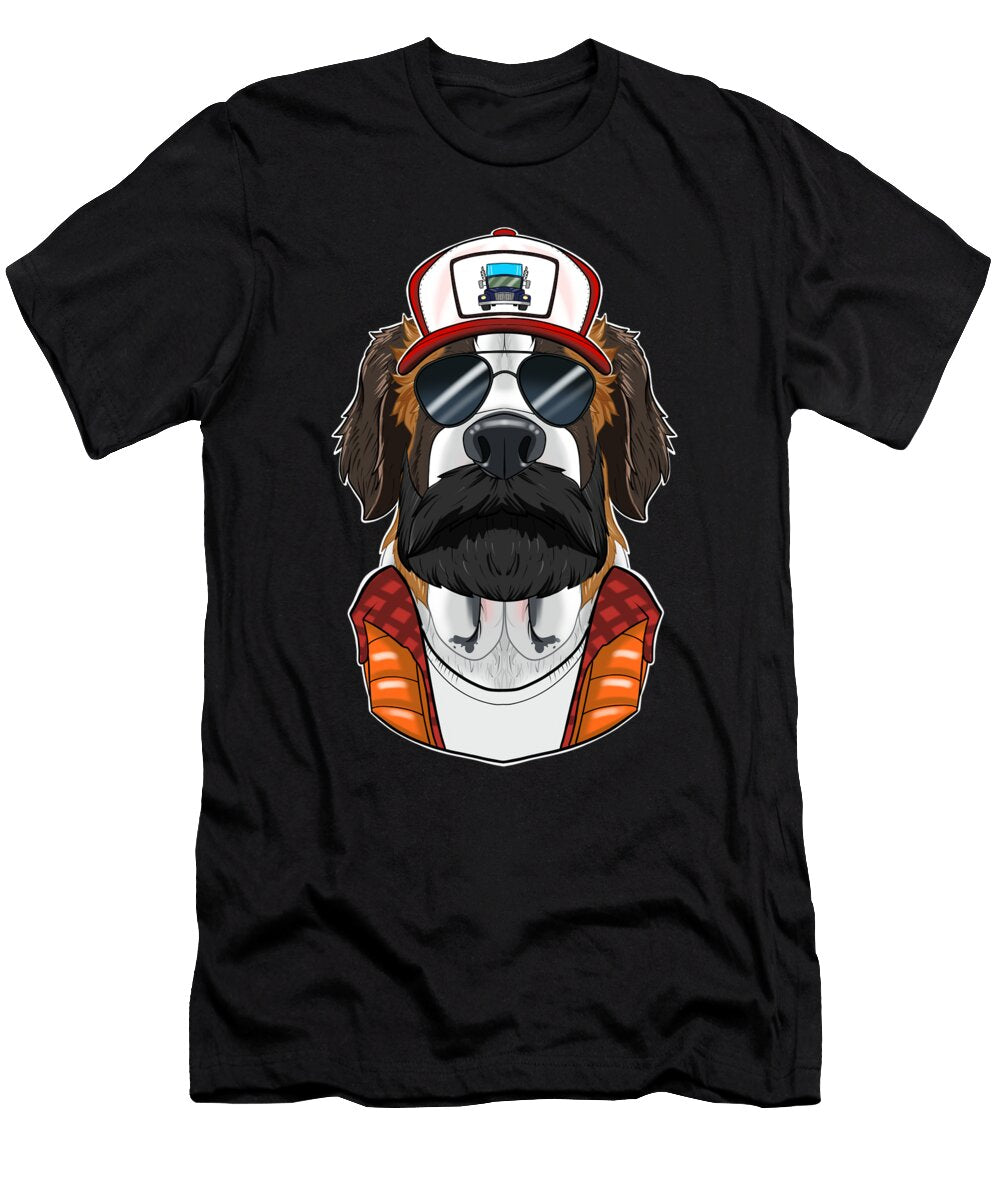 Trucker Dog I Truck Driver Saint Bernard Maximus Designs T-Shirt