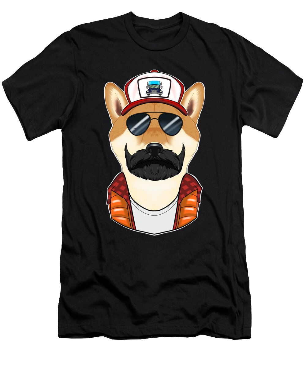Trucker Dog I Truck Driver Shiba Inu Maximus Designs T-Shirt
