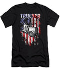 Trucker with American Flag US Trucker Licensed Art T-Shirt
