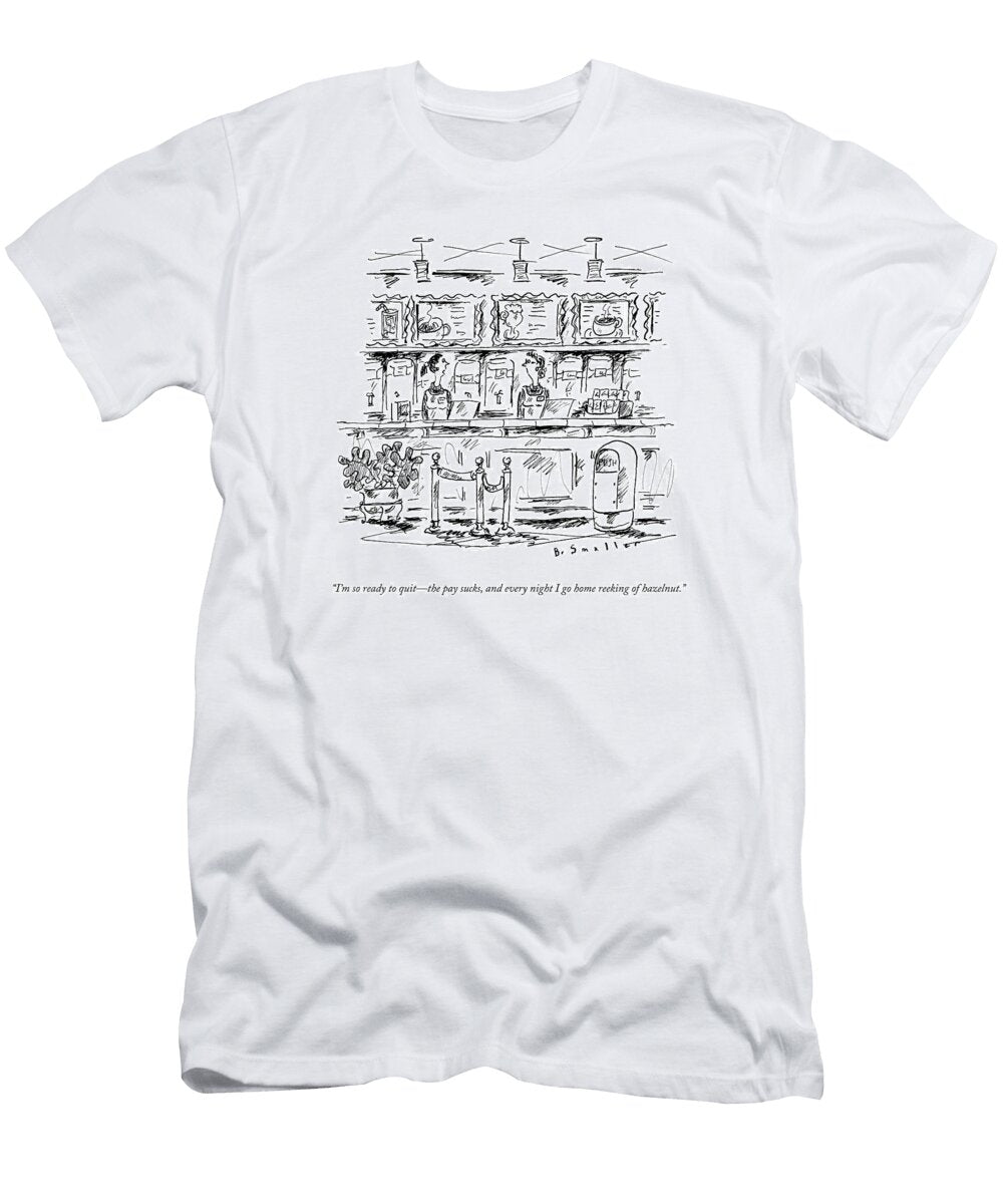 Two Baristas Talk Behind the Counter in a Coffee Barbara Smaller T-Shirt