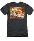 Two Cappuccinos with Croissants and Orchids Art Momente T-Shirt