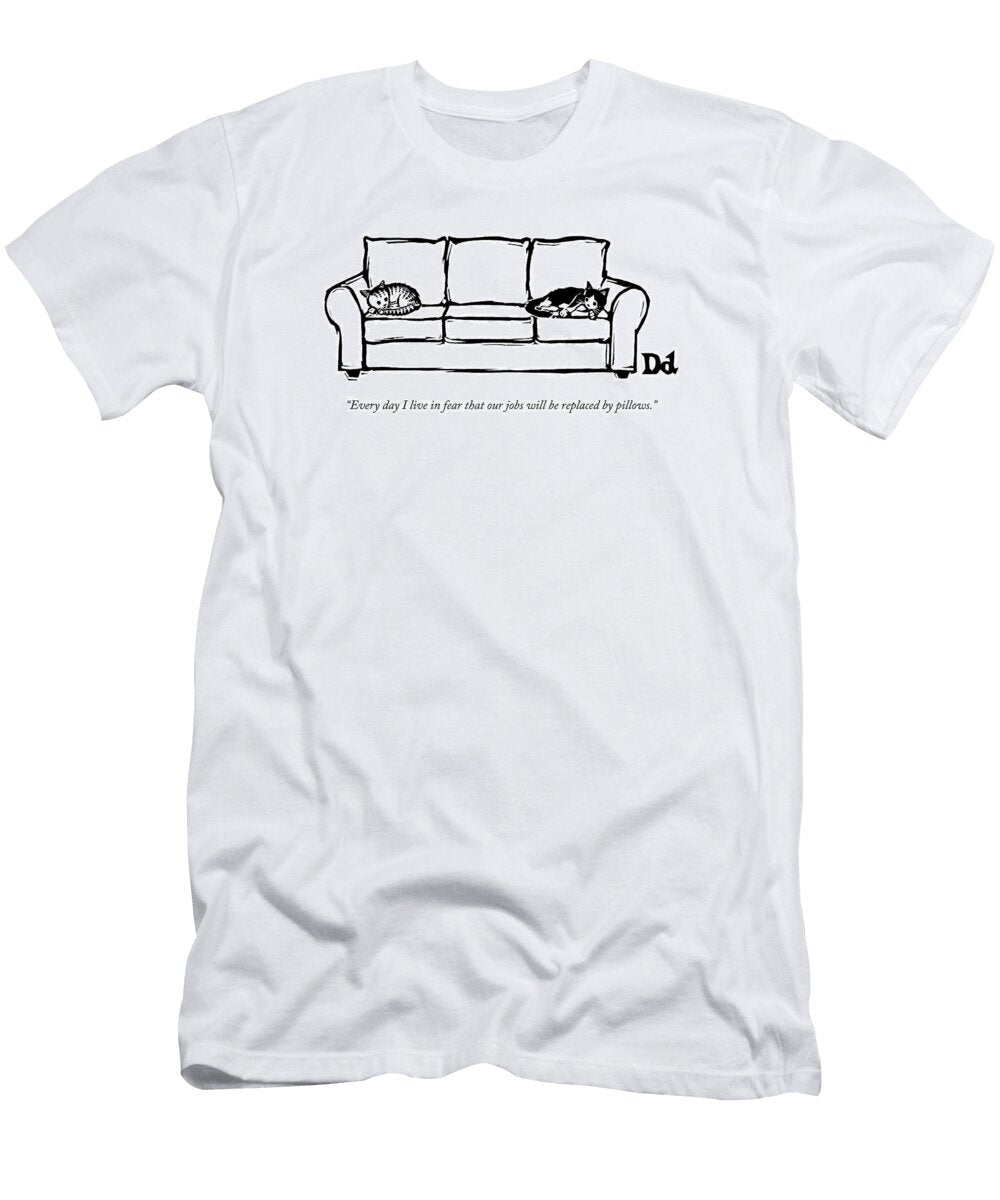 Two Cats Curl Up At Each End of a Sofa Drew Dernavich T-Shirt