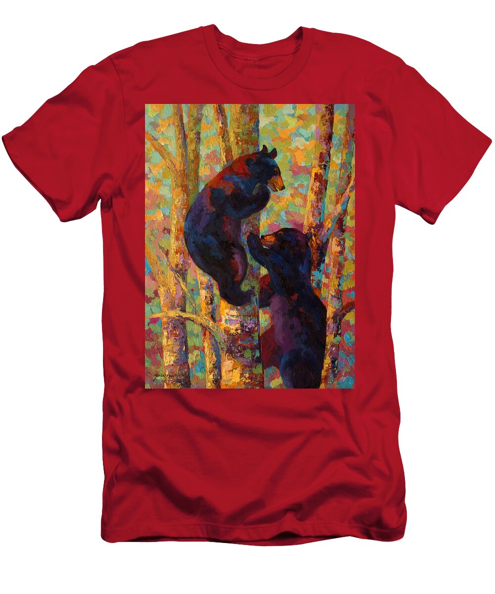 Two High Black Bear Cubs Marion Rose T-Shirt