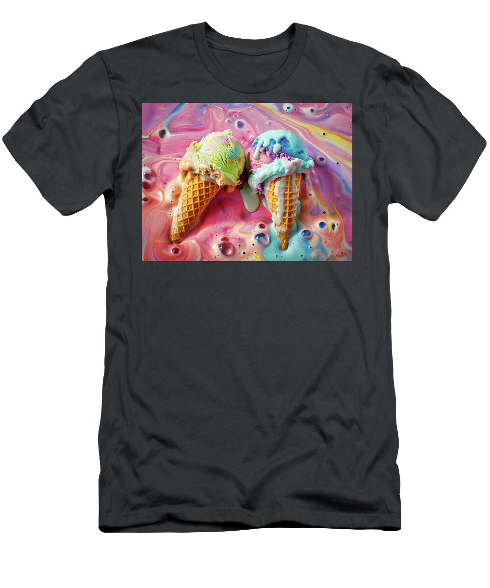 Two Ice Cream Cones Melting Garry Gay T-Shirt