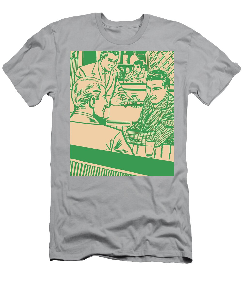 Two Men Sitting Inside Bar Csa Images T-Shirt