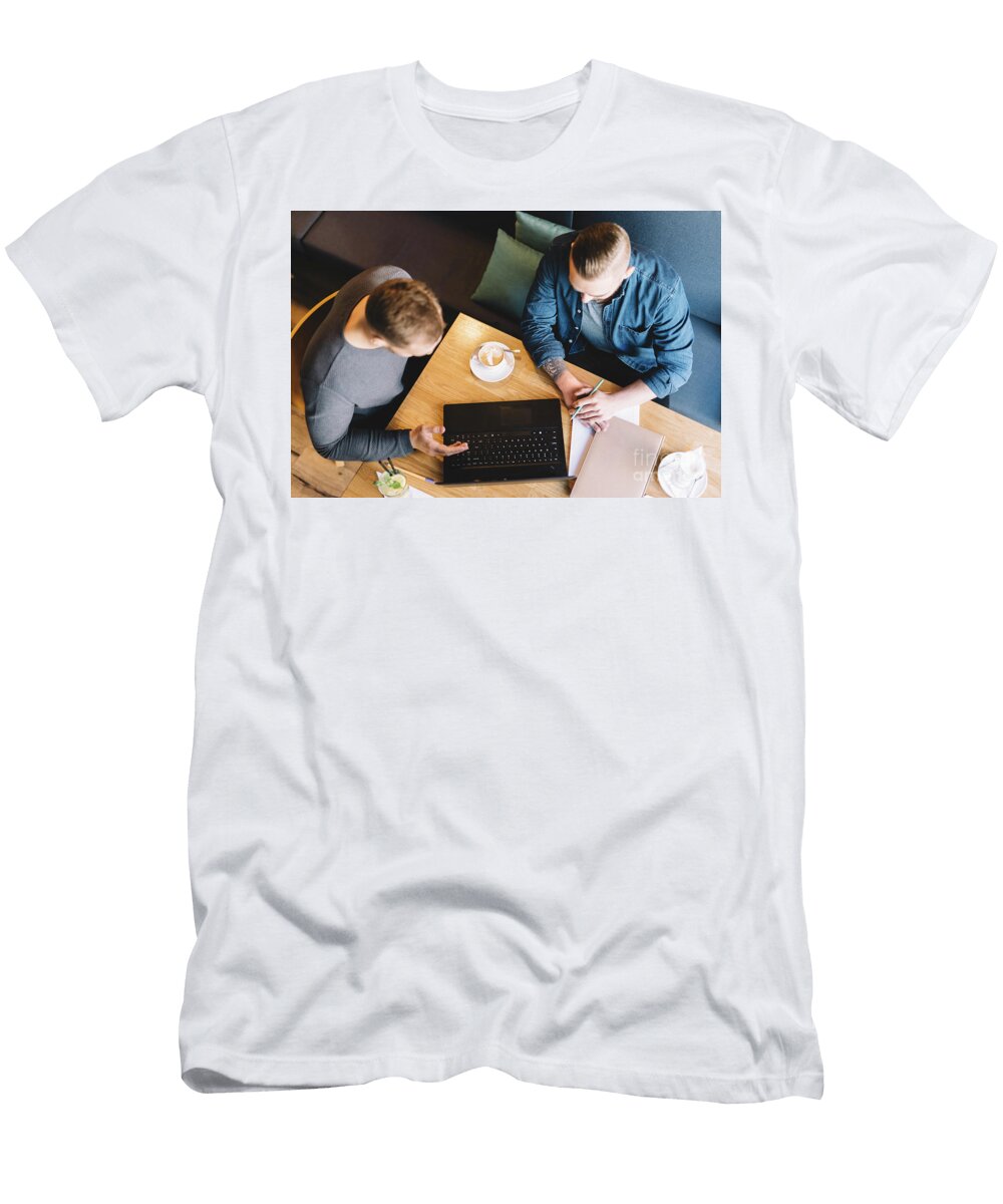 Two Men Working in a Cafe View From the Top Michal Bednarek T-Shirt