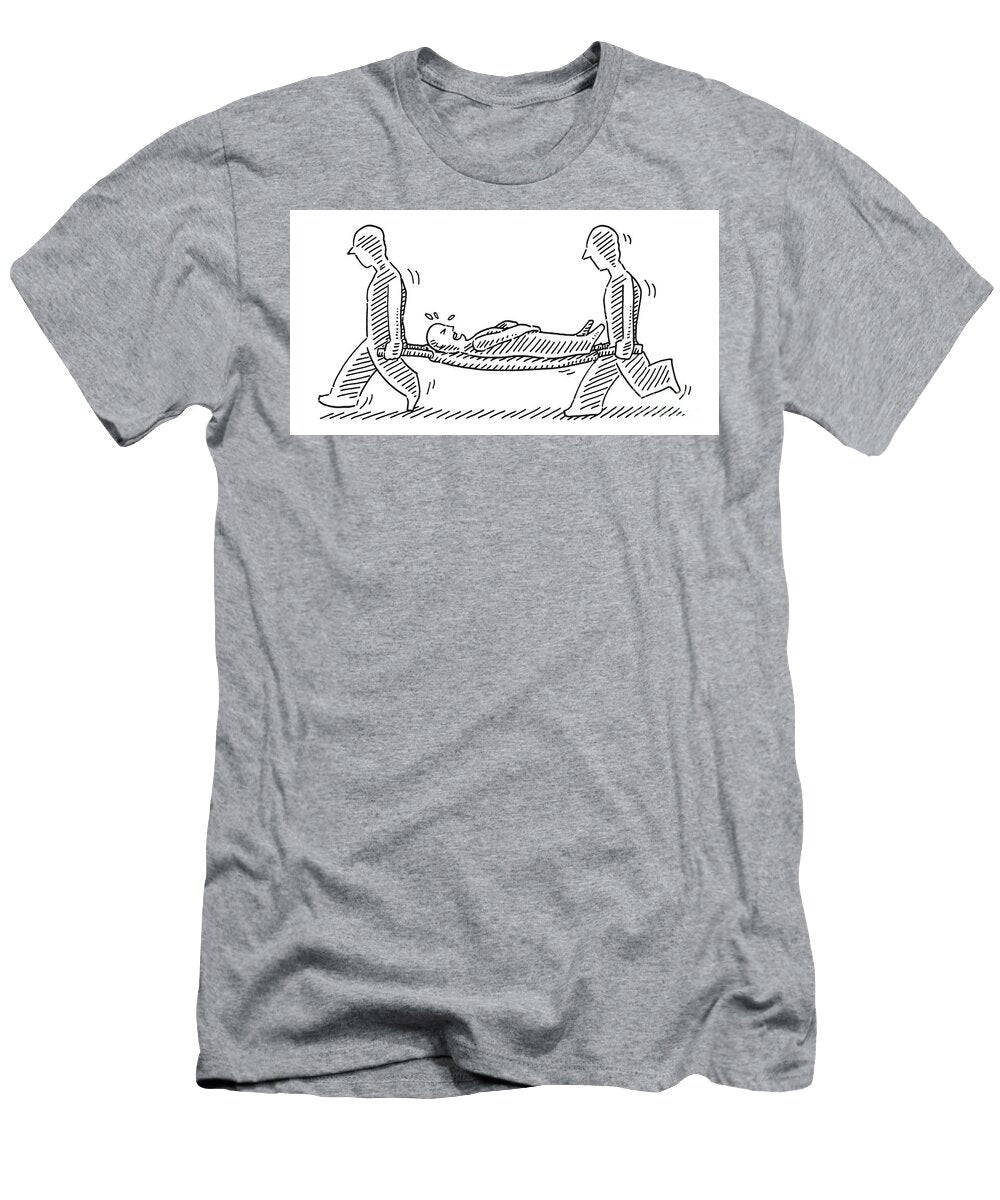 Two Paramedics Rescue Injured Person Drawing Frank Ramspott T-Shirt