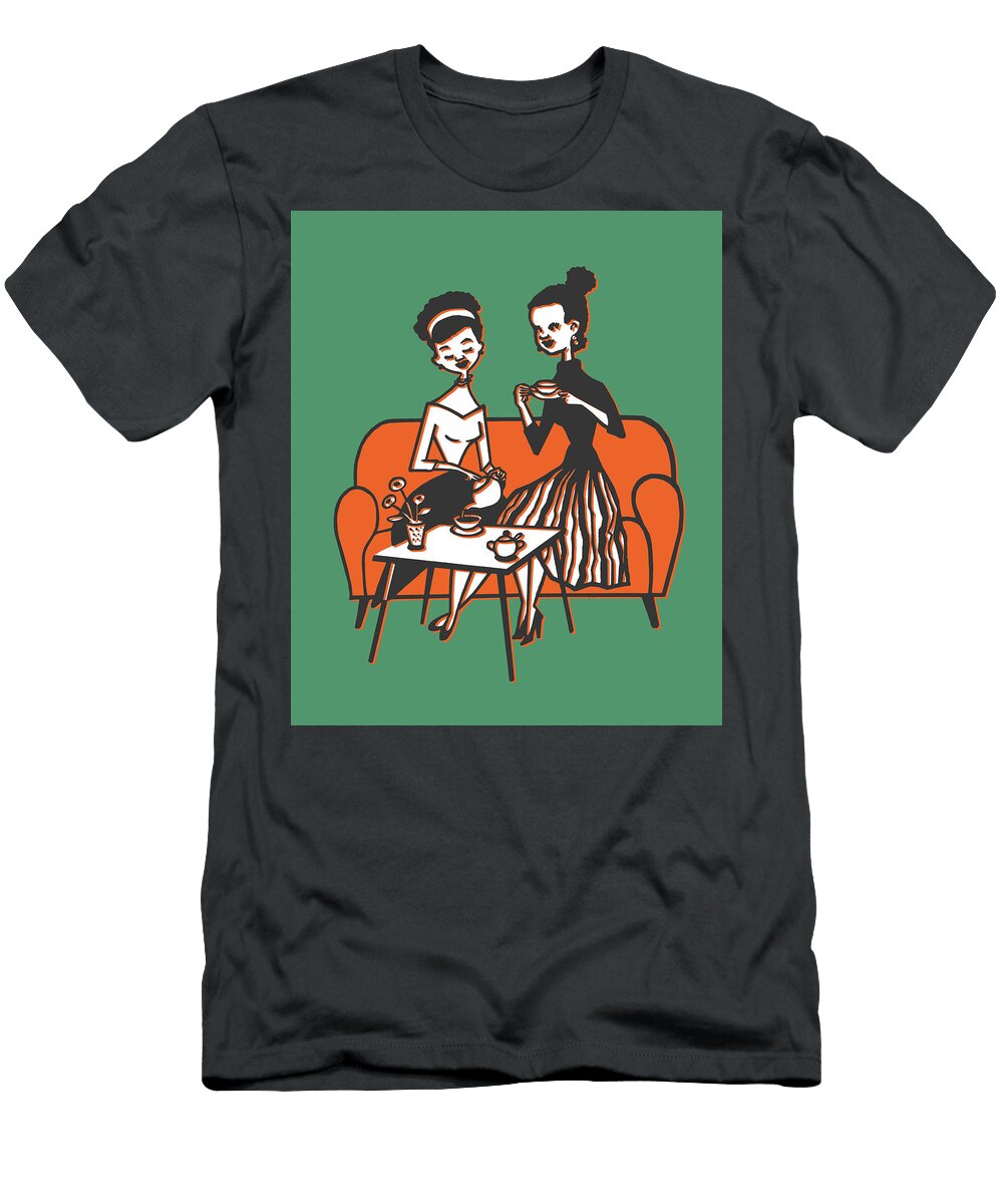 Two Women Drinking Tea Csa Images T-Shirt