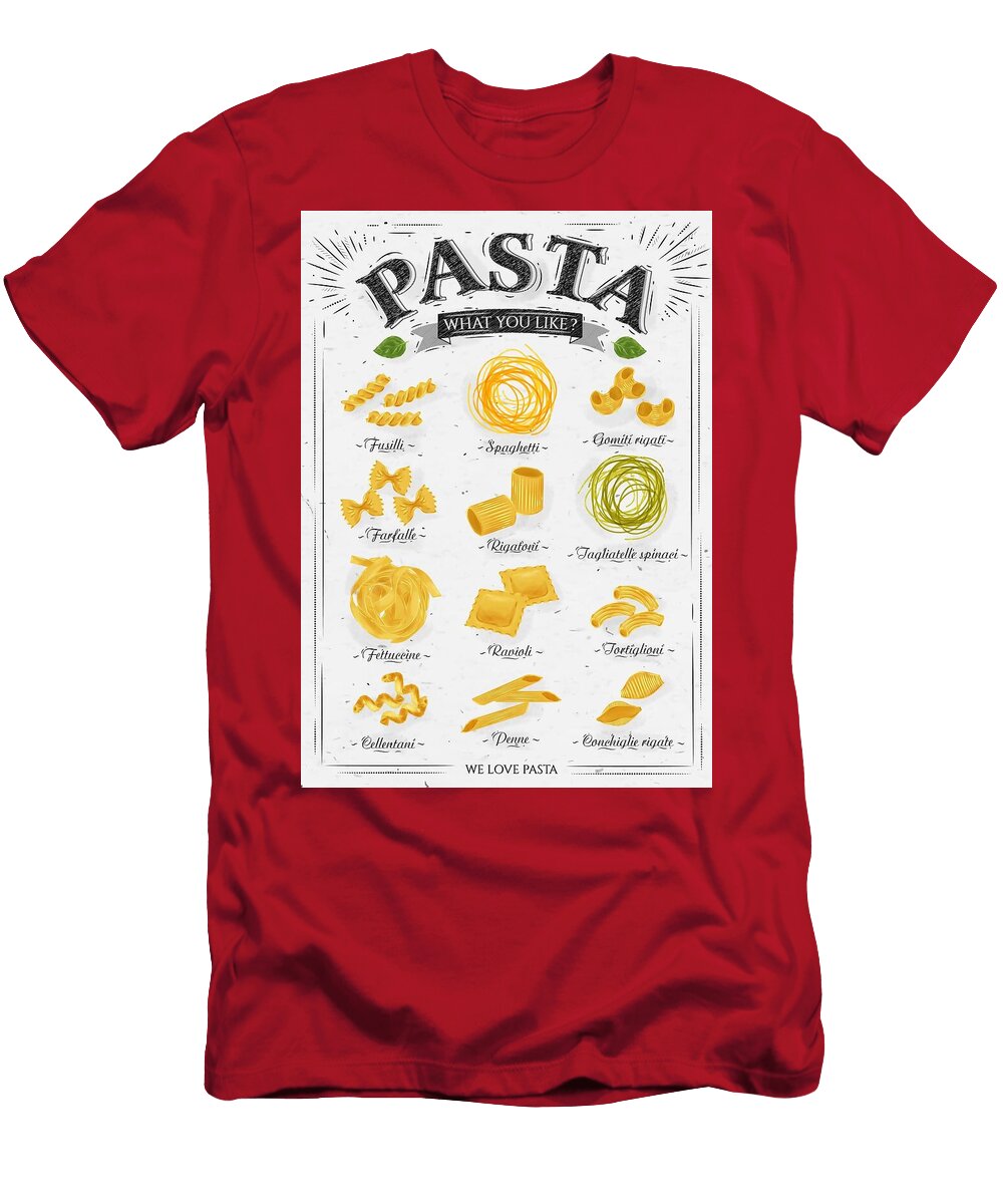 Types of Pasta Poster Chart Art T-Shirt