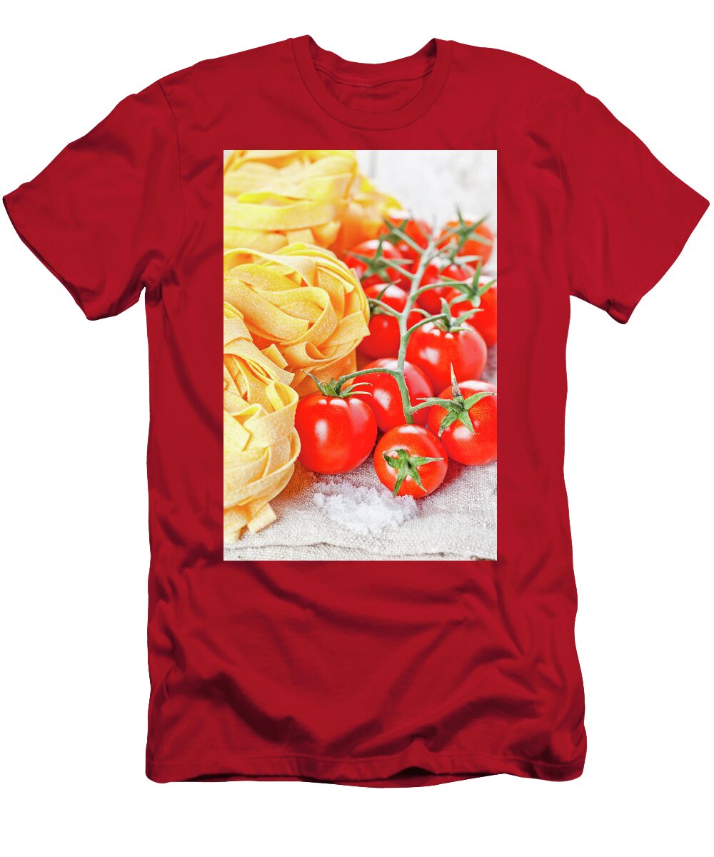 Uncooked Pasta and Fresh Tomatoes Liss Art Studio T-Shirt