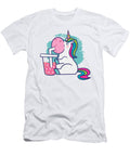 Unicorn Drinking Bubble Tea Colorful Boba Gifts Licensed Art T-Shirt