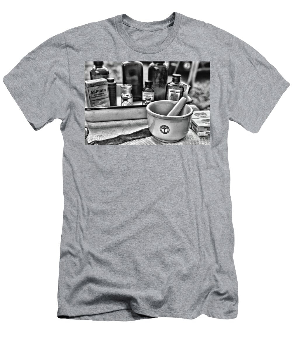US Army Medical Unit Mortar and Pestle Black and White Paul Ward T-Shirt
