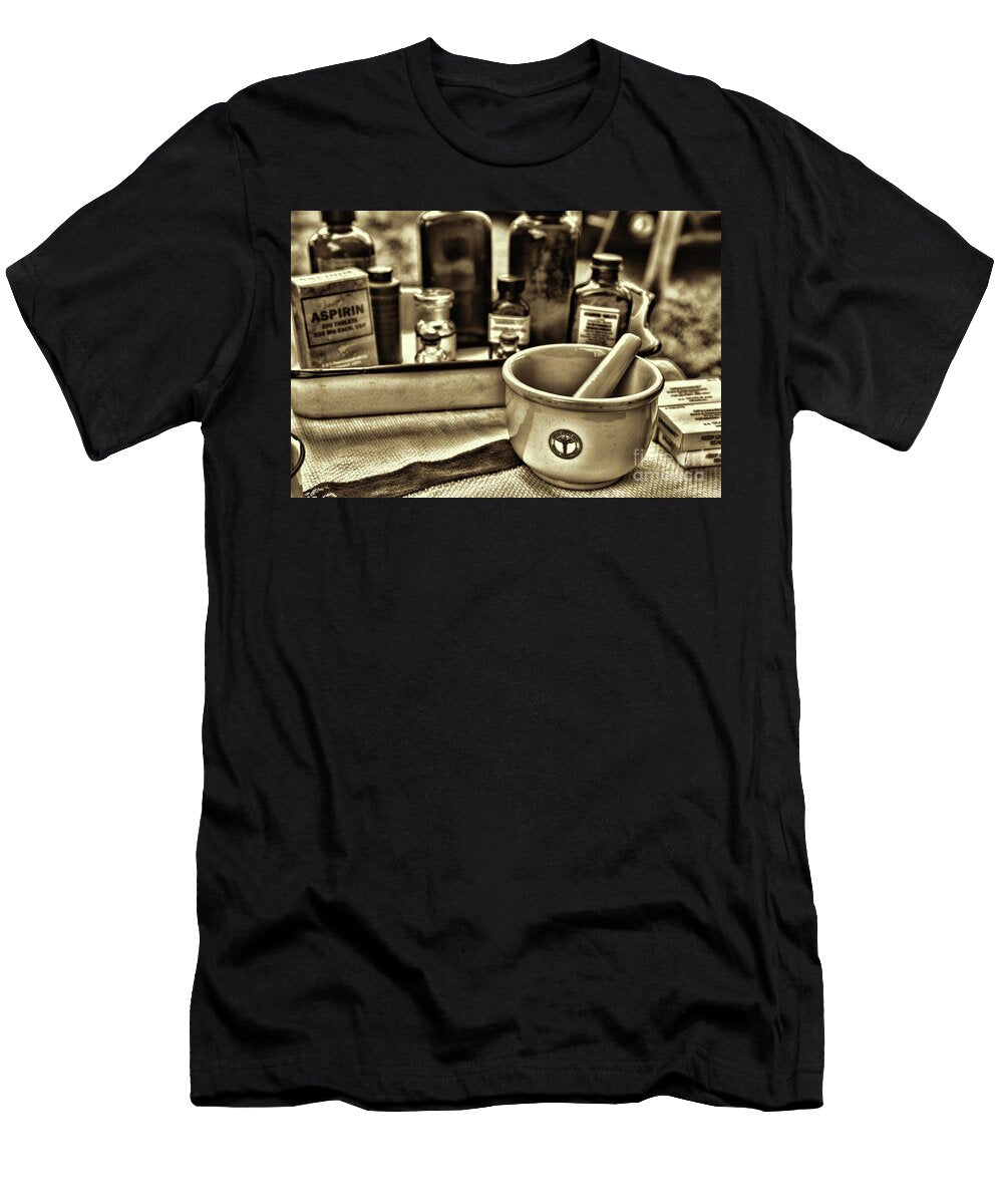 US Army Medical Unit Mortar and Pestle Sepia Paul Ward T-Shirt