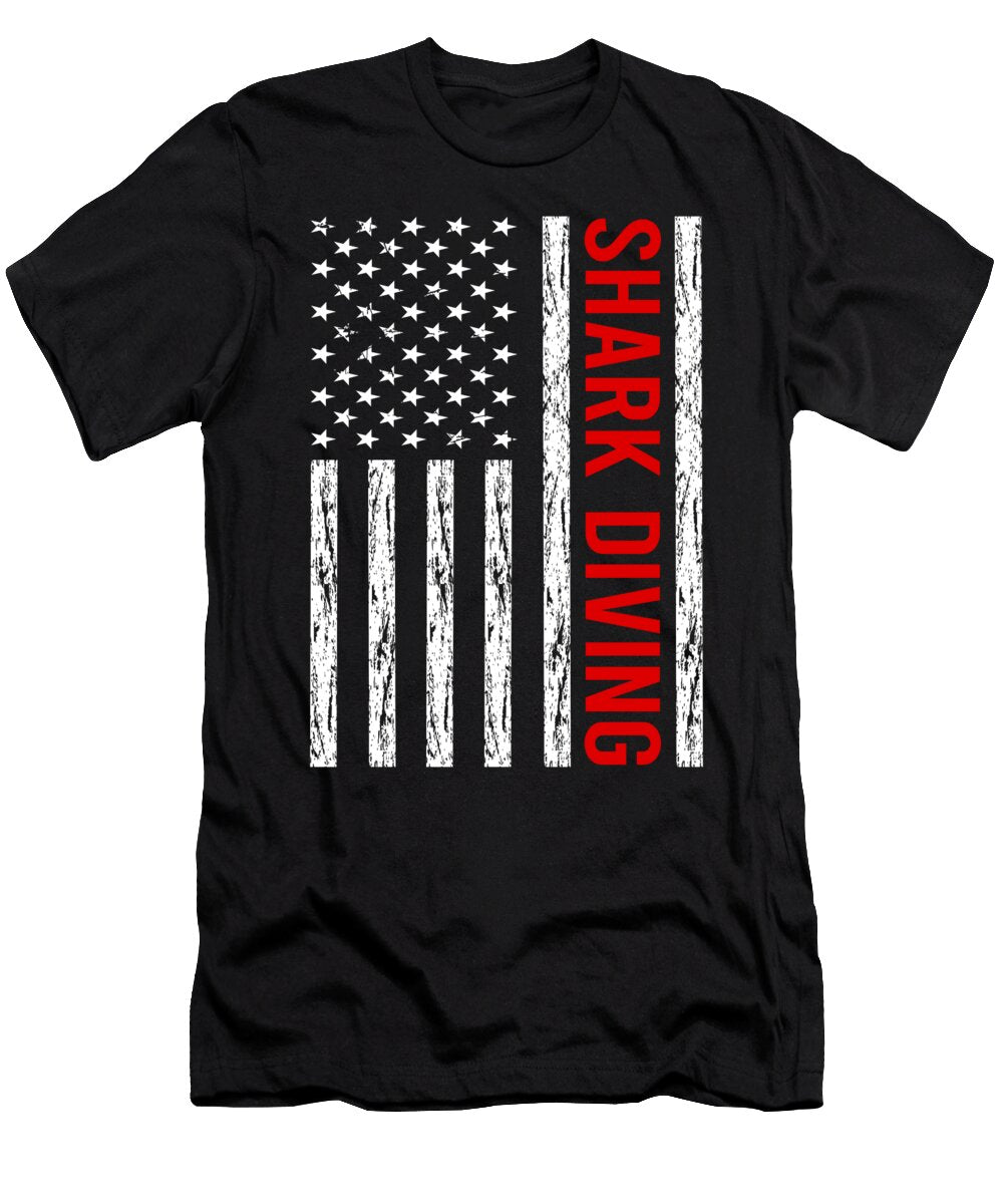 USA Flag Shark Diving Diver Petrona Romero T-Shirt