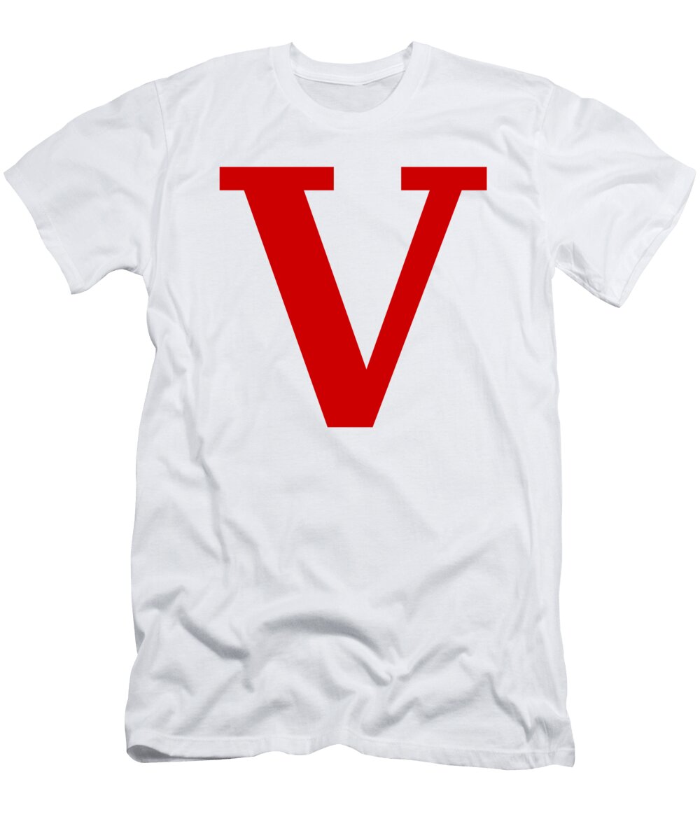 V in Red Typewriter Style Custom Home Fashions T-Shirt