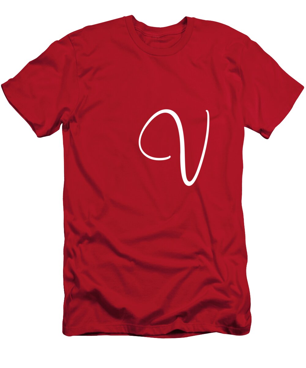 V in White Simple Script Custom Home Fashions T-Shirt