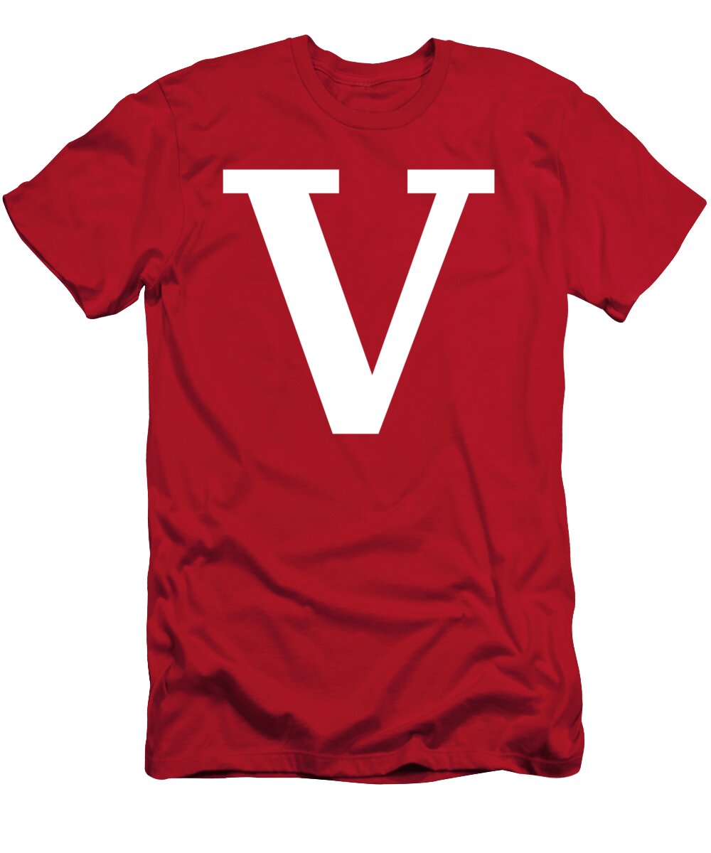 V in White Typewriter Style Custom Home Fashions T-Shirt