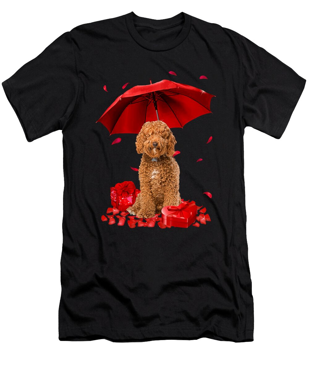 Valentines Day Labradoodle Umbrella Heart Puppy Yah Lishr T-Shirt