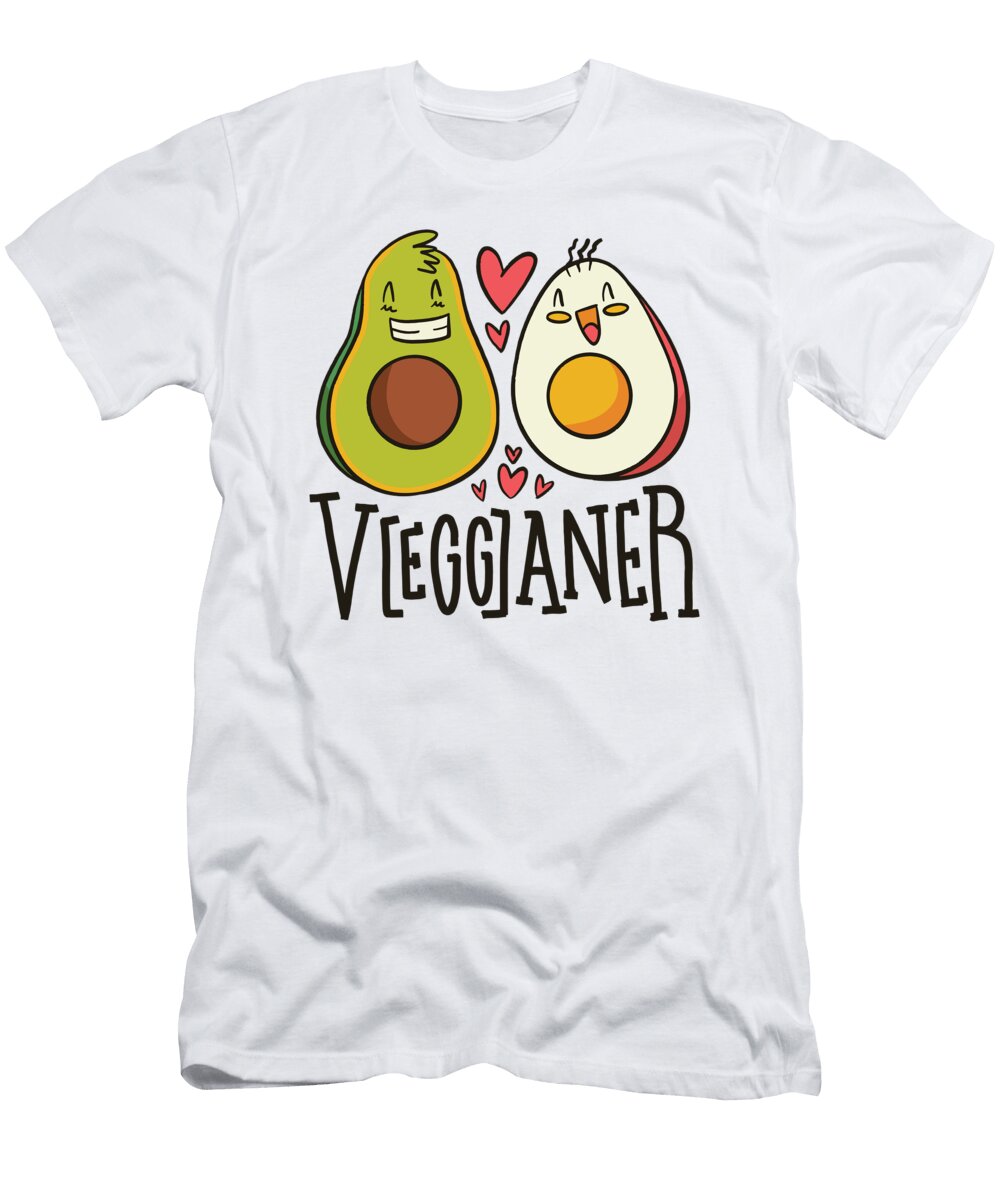 Veggan Funny Avocado with an Egg and Heart Licensed Art T-Shirt