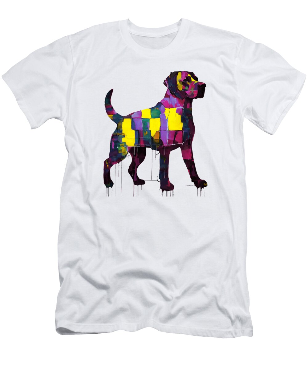 Vibrant Abstract Labrador Silhouette in Color Blocks Marian Voicu T-Shirt