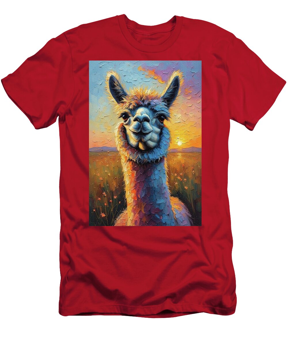 Vibrant Alpaca At Sunset Abel Bold T-Shirt