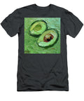 Vibrant Avocado Halves on Green Background Olga Nikitina T-Shirt