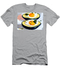 Vibrant Avocado Halves with Sunny Side Up Eggs and Fresh Herbs Delicious Breakfast Olfactoart Studio T-Shirt