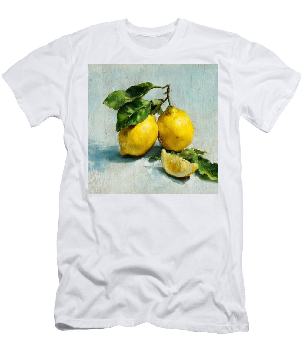 Vibrant Lemons on Blue Athena Mckinzie T-Shirt