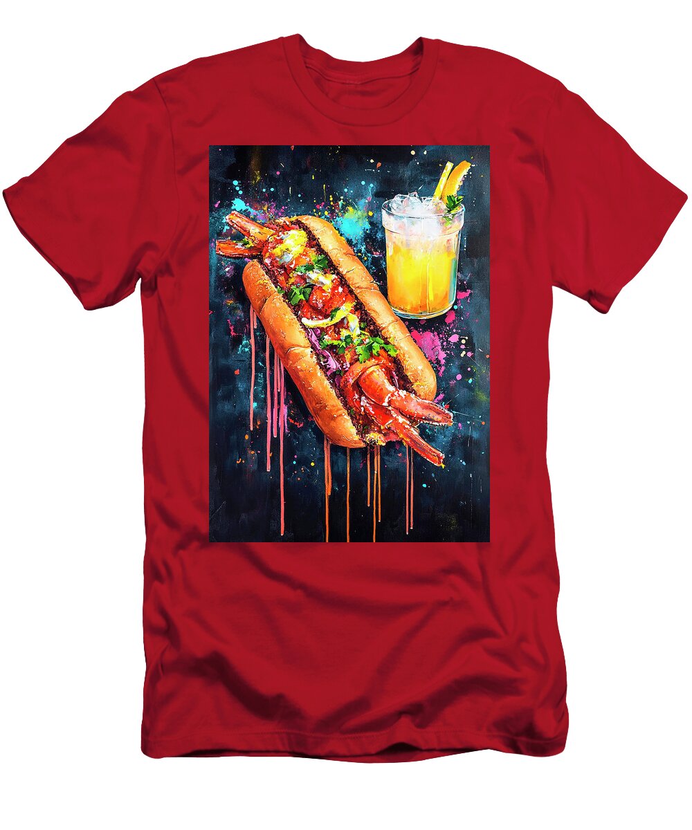 Vibrant Shrimp Sandwich and Drink Art Merssi Norely T-Shirt