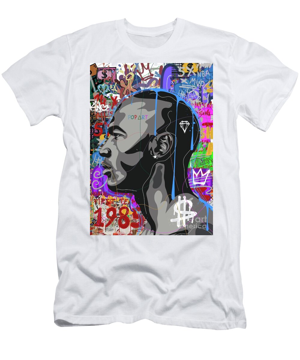 Vibrant Urban Portrait with Graffiti Elements Yosuke Honda T-Shirt