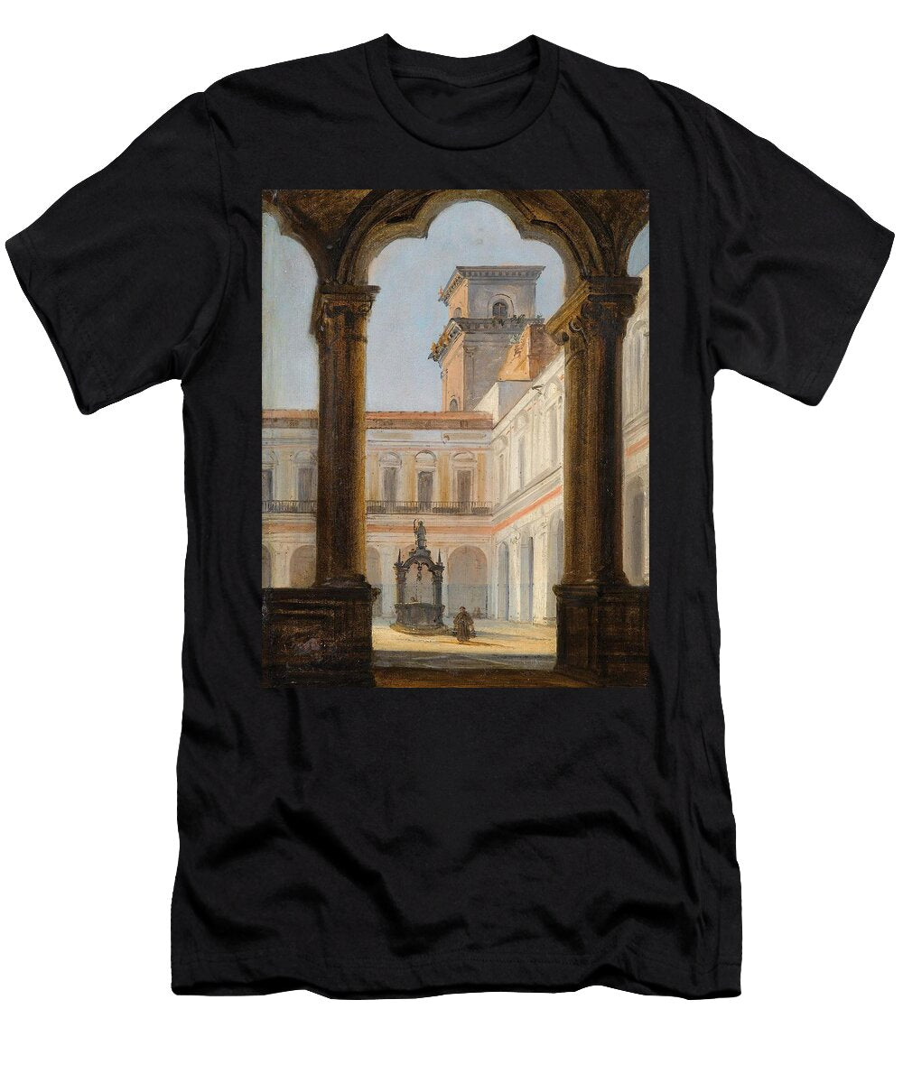 View of San Lorenzo Cloister in Naples Italian School Italian T-Shirt