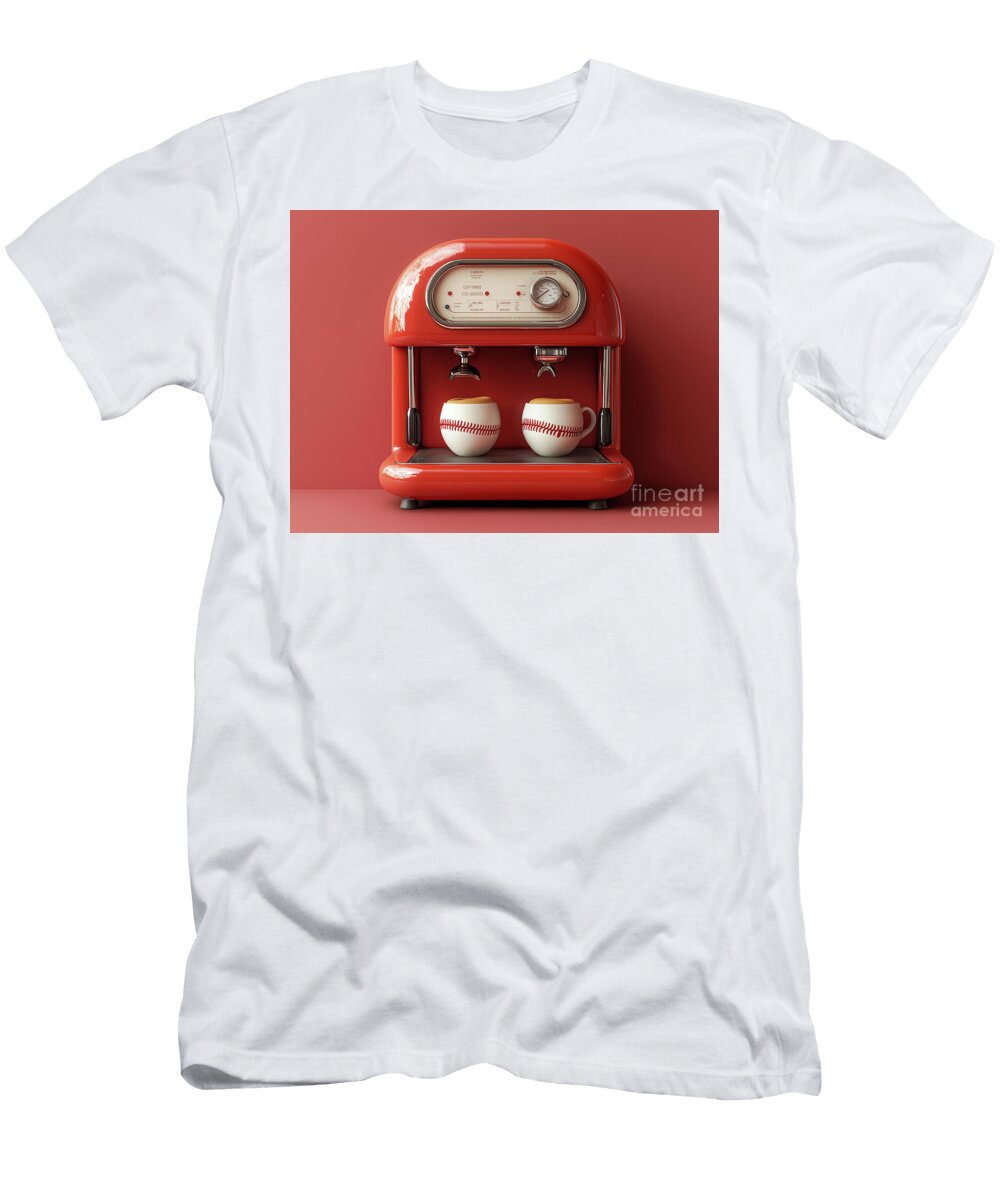 Vintage Coffee Machine with Baseball Mugs Charles Schrader T-Shirt