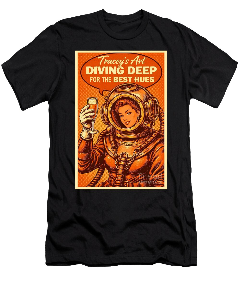 Vintage Diver with a Drink Tracey Ann Tuomey T-Shirt