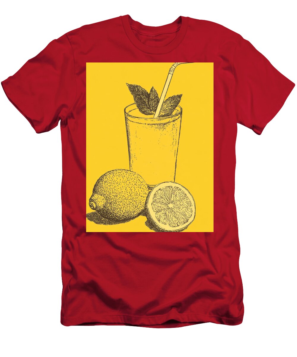 Vintage Drawing of Lemonade with Lemon and Mint Rehen Halle T-Shirt