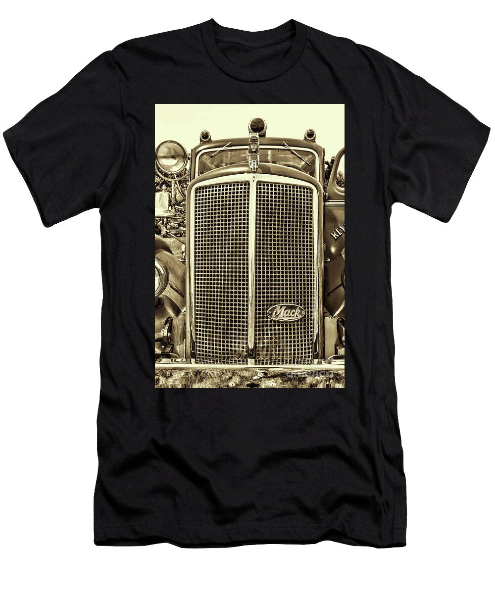 Vintage Mack Fire Engine Its All in the Grill Sepia Paul Ward T-Shirt