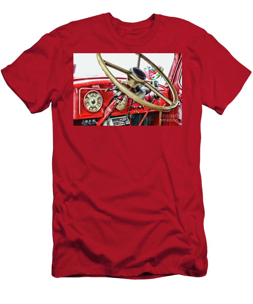 Vintage Mack Fire Engine Steering Whee Paul Ward T-Shirt