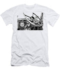 Vintage Mack Fire Engine Steering Wheel Black and White Paul Ward T-Shirt