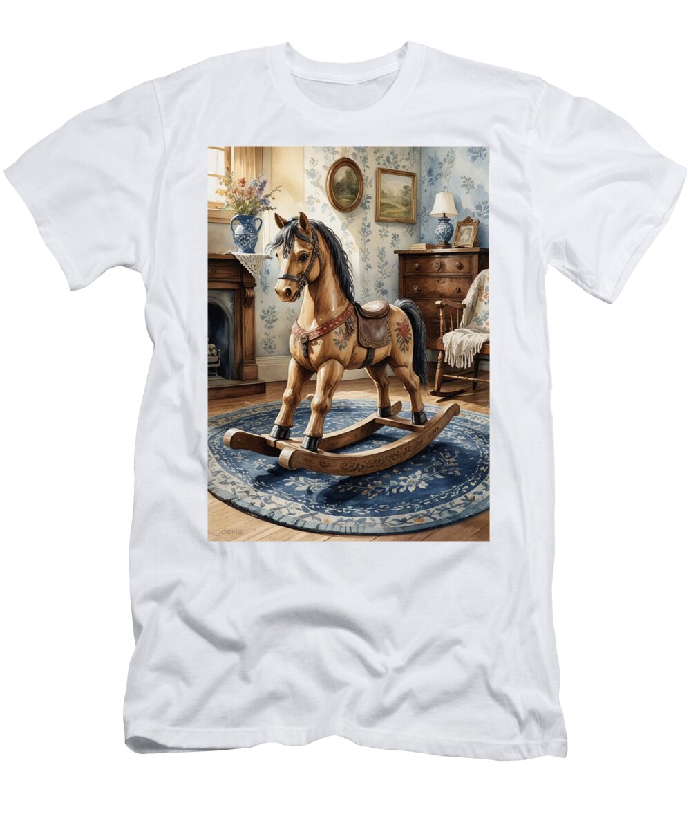 Vintage Rocking Horse in Cozy Room Greg Joens T-Shirt