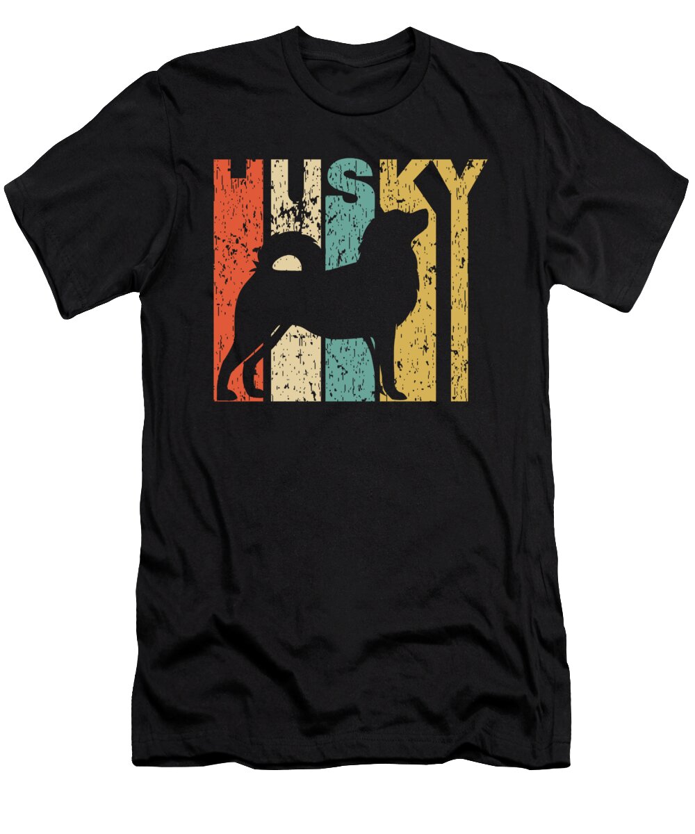 Vintage Style Husky Silhouette Cool Dog Owner Distressed Kevin Garbes T-Shirt