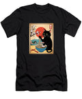 Vintage Style Japanese Black Cat Eating Ramen Murellos Design T-Shirt