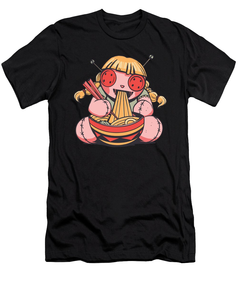 Vodoo Doll Eating Ramen Noodles From Bowl Licensed Art T-Shirt