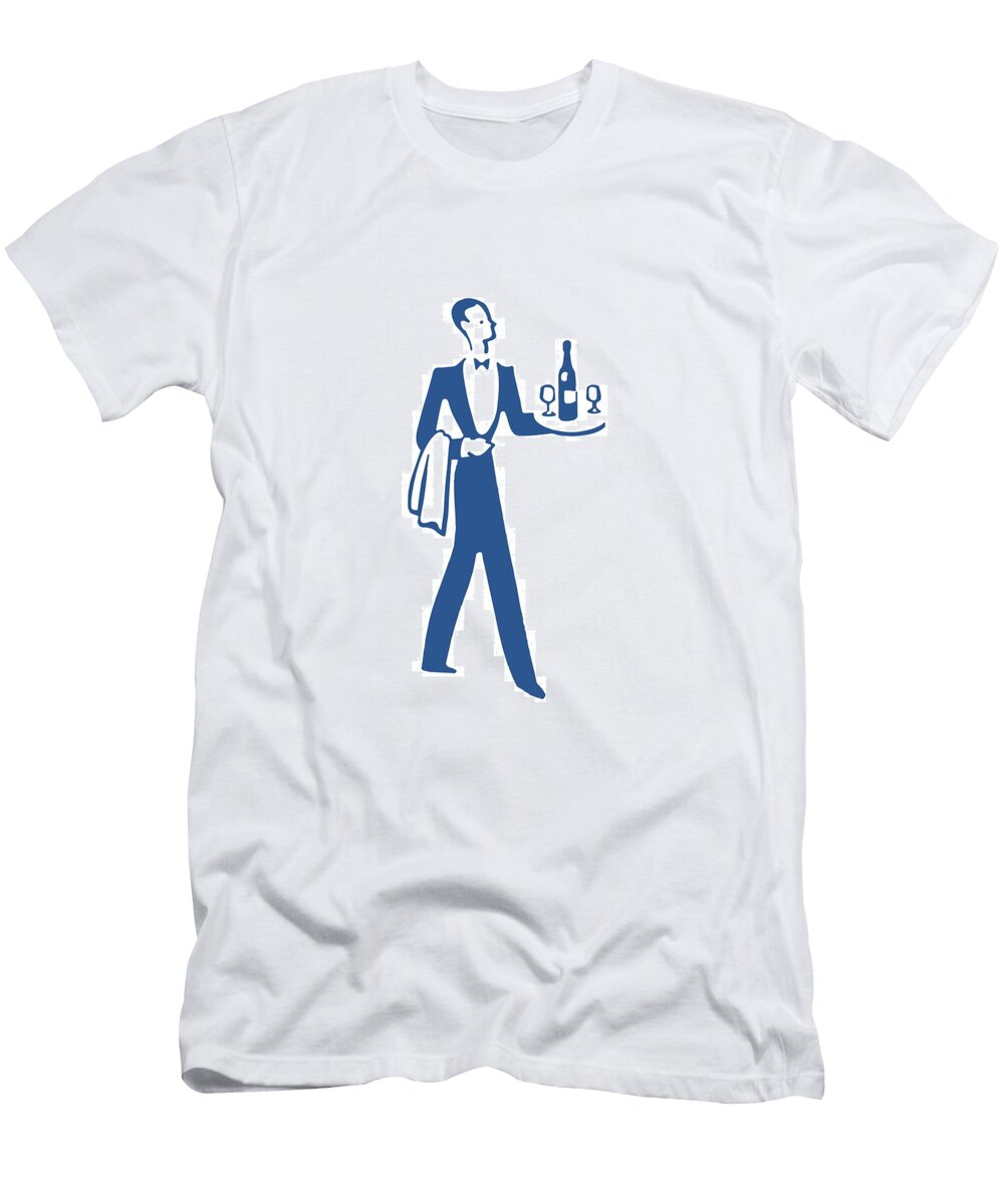 Waiter Carrying Tray Csa Images T-Shirt