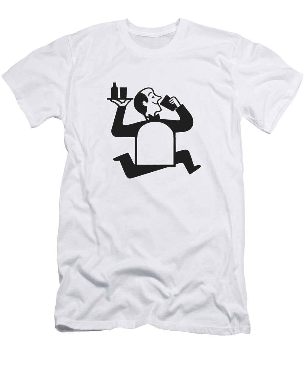 Waiter Running and Drinking Csa Images T-Shirt