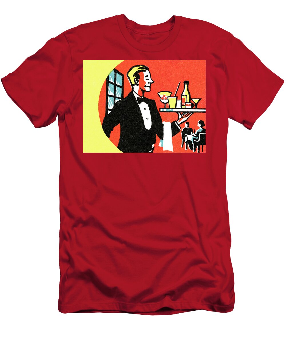 Waiter Serving Cocktails Csa Images T-Shirt
